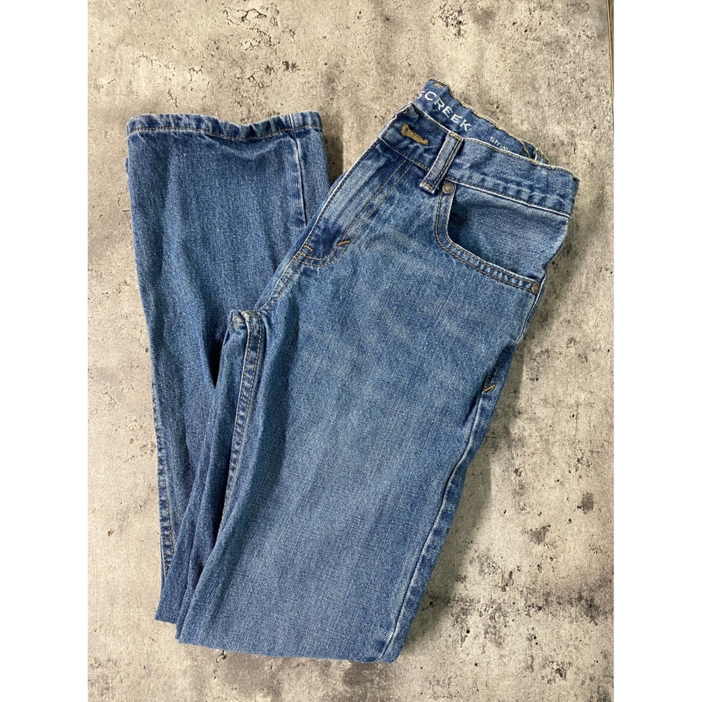 Falls Creek Boys Jeans Size 12 Slim Straight Leg Blue Denim Adjustable Waist
